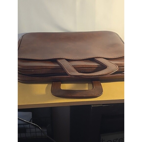 Authentic Vintage Brown Portfolio Attache Case with Handles Vintage Soft... - Picture 6 of 7